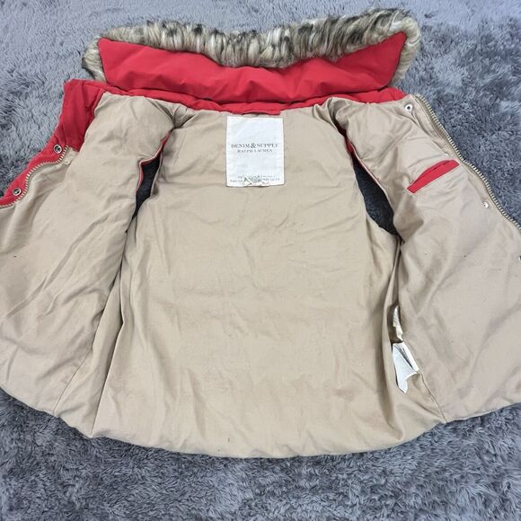 Ralph Lauren Denim Supply Down Puffer Vest Womens Medium Faux Fur Collar - Picture 6 of 6